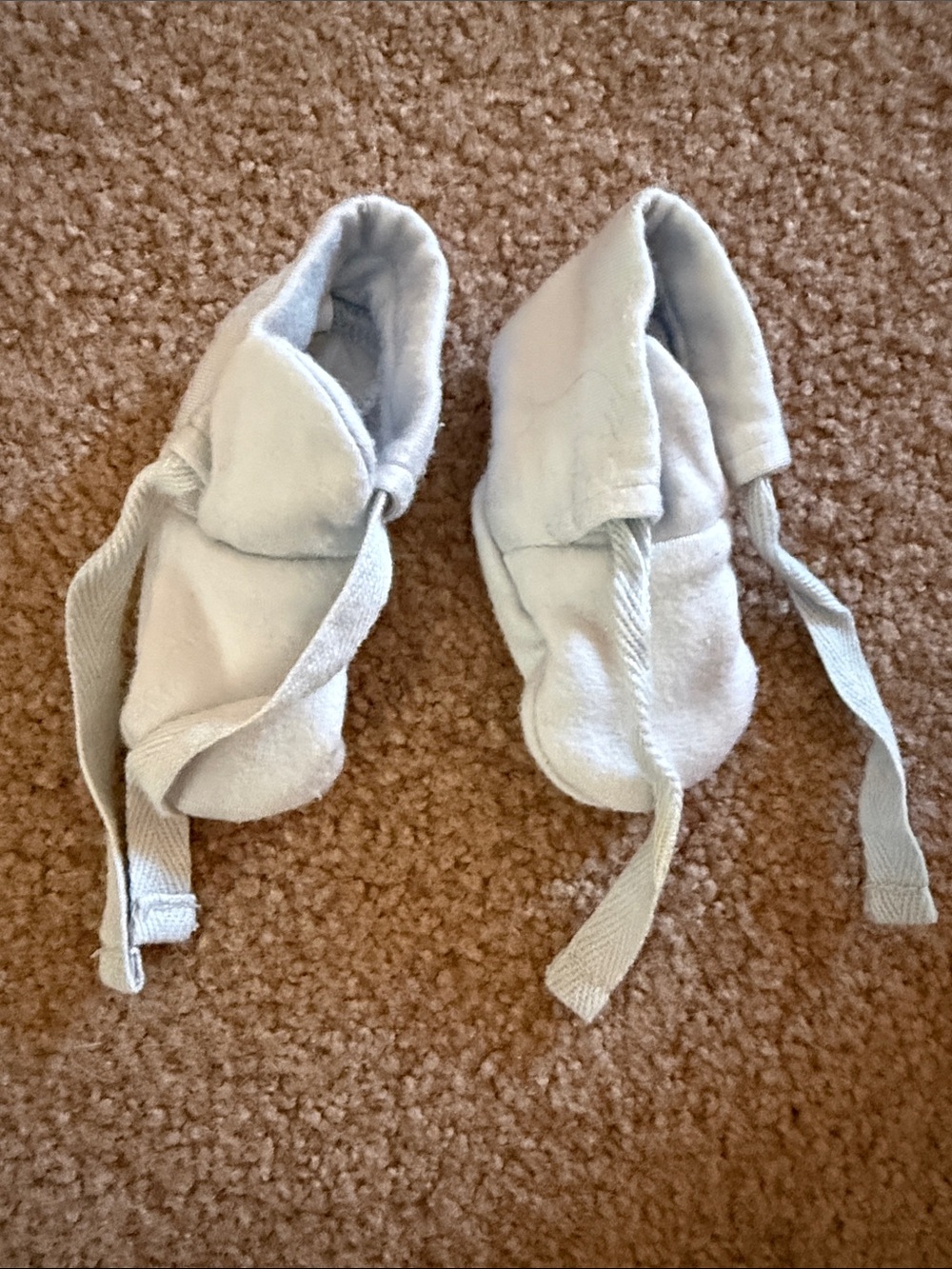 Baby 0-3m Soft Light Blue Booties with Ties